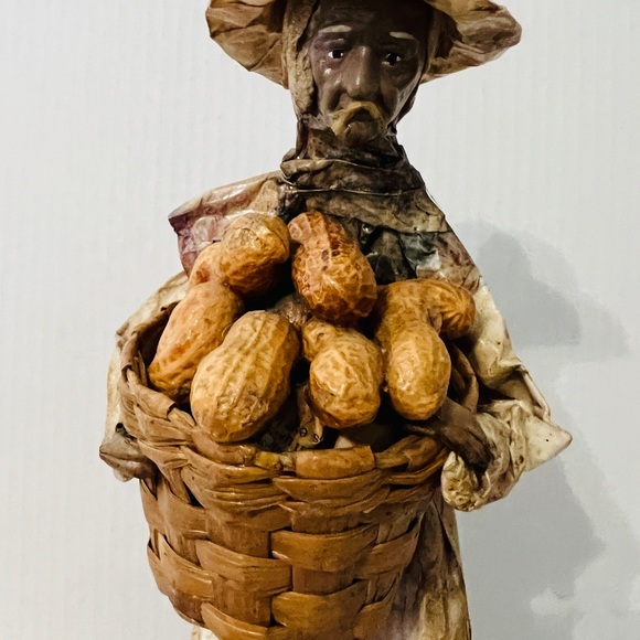 Vintage Mexican Folk Art Paper Mache Peasant Man Figurine Carrying Peanuts .12" - Picture 6 of 7